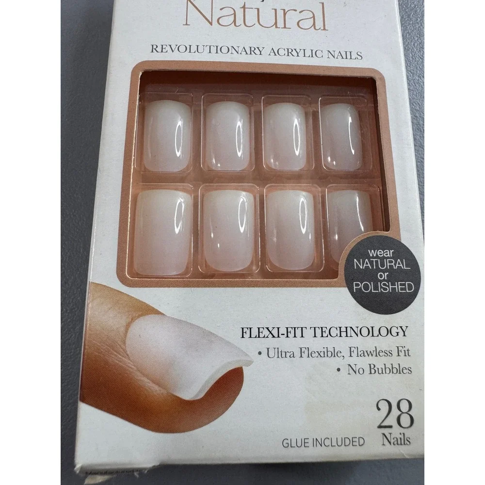 KISS Salon Acrylic Natural Nails Womens Medium Natural Good Flexi-Fit KSAN02